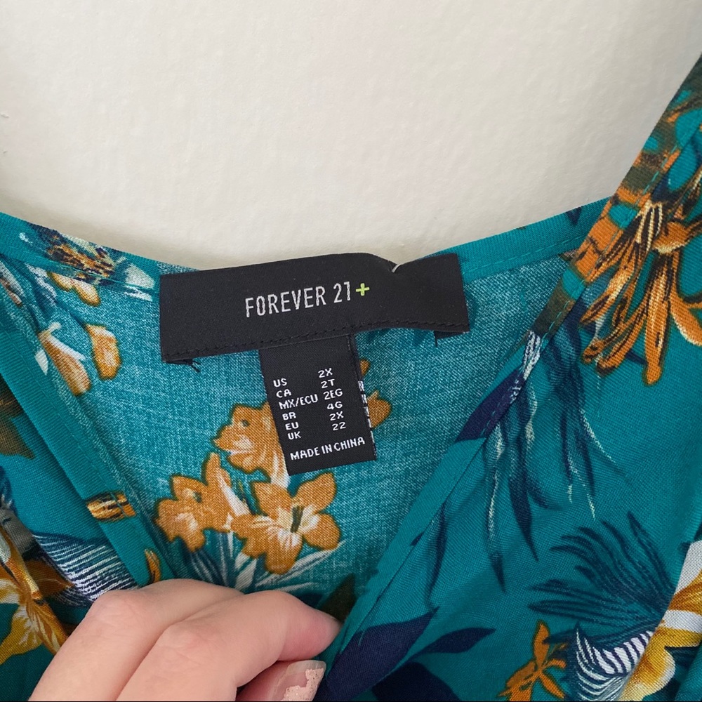 Green Floral Jumpsuit with Tie waist - Picture 5 of 8